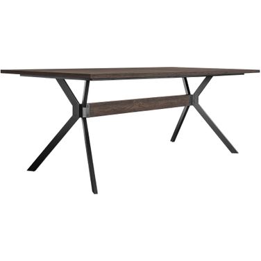 Nevada Rustic Oak Wood Trestle Base Dining Table In Dark Brown