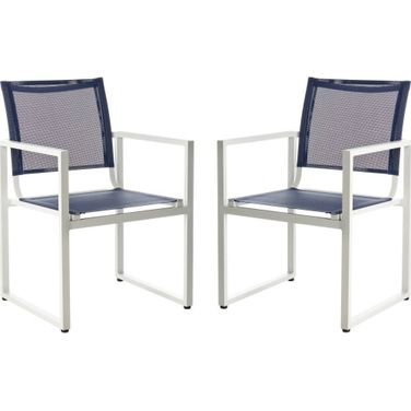 Neval Navy and White Stackable Chair Set of 2