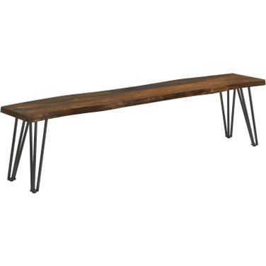 Neve Live-edge Dining Bench with Hairpin Legs Sheesham Grey and Gunmetal