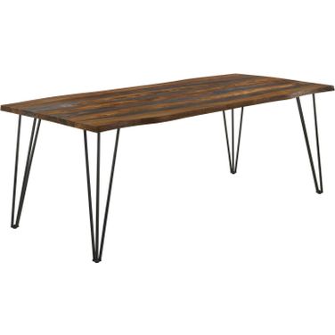 Neve Live-edge Dining Table with Hairpin Legs Sheesham Grey and Gunmetal
