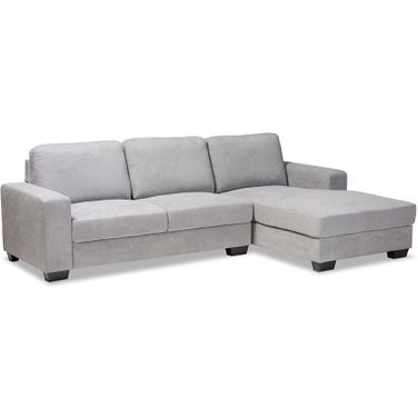 Baxton Studio Nevin Modern and Contemporary Light Grey Fabric Upholstered Sectional Sofa with Left Facing Chaise Baxton Studio Nevin Modern and Contemporary Light Grey Fabric Upholstered Sectional Sofa with Left Facing Chaise