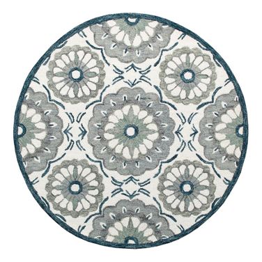 Nevra Suzani Hand-Tufted Wool Area Rug In Ivory and Gray
