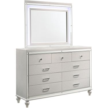 New Classic Furniture Valentino Lighted Mirror In White Ba9698W 060