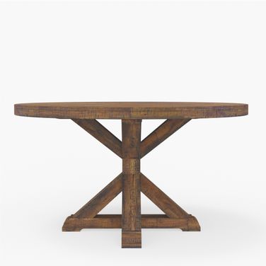 Newberry Round Dining Table In Medium Brown