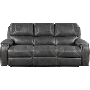 Newnan Double Reclining Sofa with Center Drop-Down Cup Holders and USB Ports In Gray