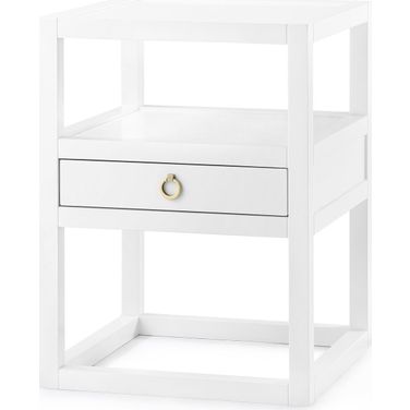 Newport 1-Drawer Side Table In White Pearl