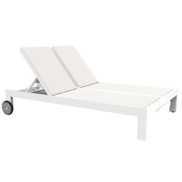 Newport Adjustable Double Sling Chaise in Cast Silver