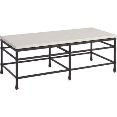 Newport Breakwater Metal And Stone Cocktail Table In Sandstone