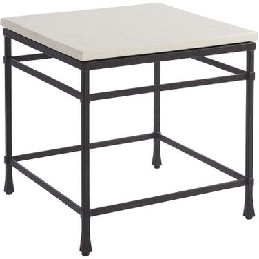 Newport Breakwater Metal And Stone Lamp Table In Sandstone