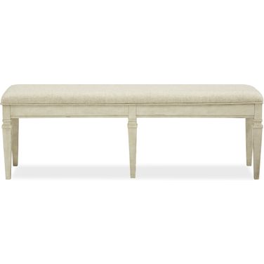 Newport Bench with Upholstered Seat In Alabaster
