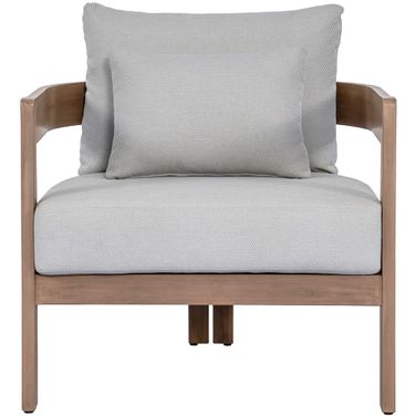 Newport Fabric Upholstered Outdoor Patio Chair In Grey and Natural