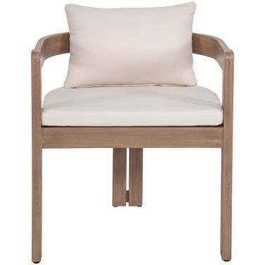 Newport Fabric Upholstered Outdoor Patio Dining Chair In Cream and Natural