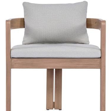 Newport Fabric Upholstered Outdoor Patio Dining Chair In Grey and Natural
