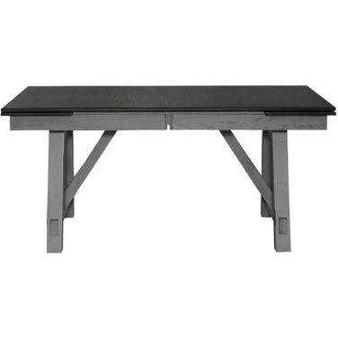 Newport Trestle Table Set In Smokey Gray With Carbon Gray Top