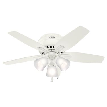 Newsome 42 Inch Low Profile Ceiling Fan with LED Light Kit and Pull Chain In Fresh White