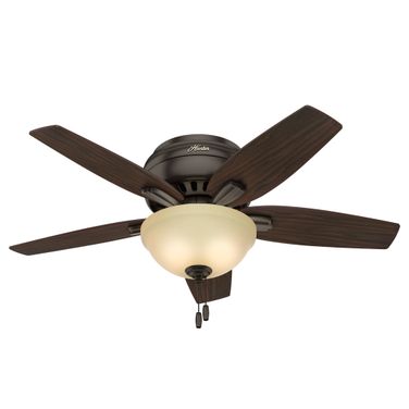 Newsome 42 Inch Low Profile Ceiling Fan with LED Light Kit and Pull Chain In Premier Bronze and Roasted Walnut