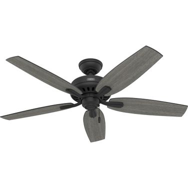 Newsome 52 Inch Ceiling Fan and Pull Chain In Matte Black and Dark Gray Oak