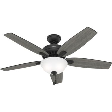 Newsome 52 Inch Ceiling Fan with LED Light Kit and Pull Chain In Matte Black and Dark Gray Oak