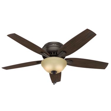 Newsome 52 Inch Low Profile Ceiling Fan with LED Light Kit and Pull Chain In Premier Bronze and Roasted Walnut