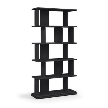 Nexa Solid Wood and Oak Veneer Bookcase In Black
