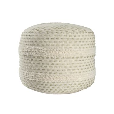 Nexro Striped Ombre Flatweave Pouf In White and Sage