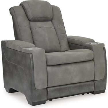 Next-Gen Durapella Power Recliner With Adjustable Headrest In Two-Tone Slate