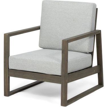 Nexusia Outdoor Acacia Wood Club Chair with Slat Design In Grey