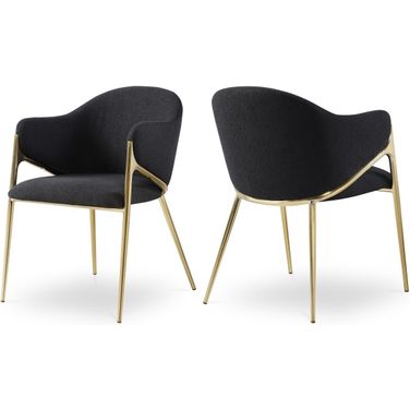 Nial Boucle Fabric Dining Chair Set of 2 In Black