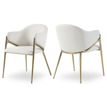 Nial Boucle Fabric Dining Chair Set of 2 In Cream