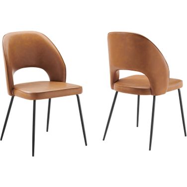 Nico Vegan Leather Dining Chair Set Of 2 In Black Tan