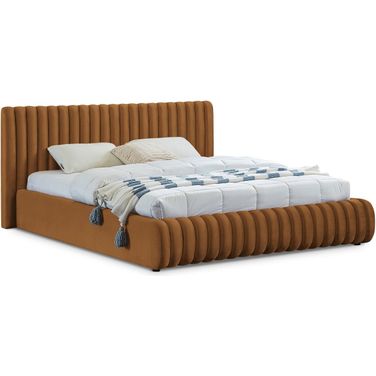 Nico Velvet King Bed In Saddle