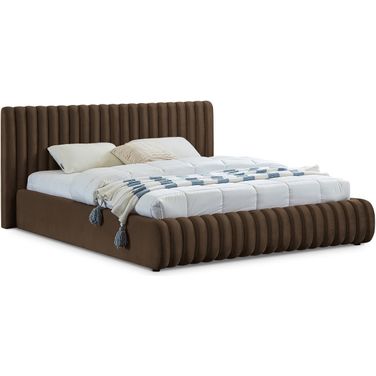 Nico Velvet Queen Bed In Brown