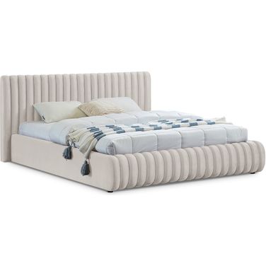 Nico Velvet Queen Bed In Cream