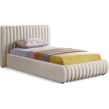 Nico Velvet Twin Bed In Cream