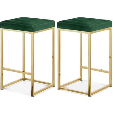 Nicola Velvet Stool Set of 2 In Green