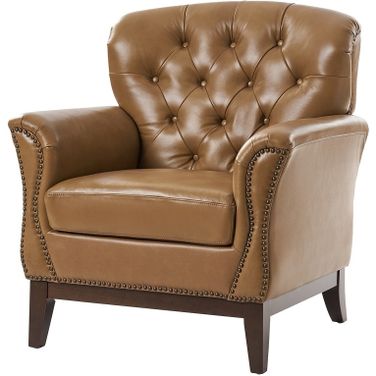 Nicole Traditional Genuine Leather Chair In Camel