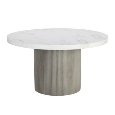 Nicolette 55 Inch Marble Look Dining Table In Light Grey