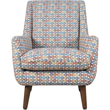 Nielsen Upholstered Retro Geometric Fabric Accent Chair In Blue and Multicolor