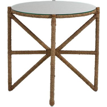 Nigel Side Table In Natural Wood and Natural Seagrass