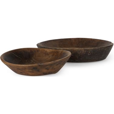 Nikita Reclaimed Wood Large Bowls Set of 2 In Medium Brown