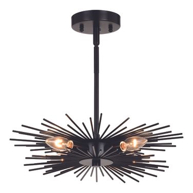Nikko 16 Inch 4 Light Semi-Flush Mount In Matte Black