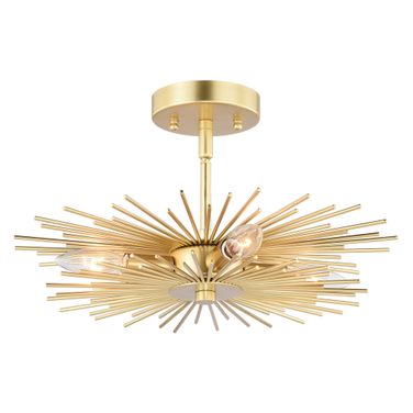 Nikko 16 Inch Semi Flush Ceiling Light In Gold