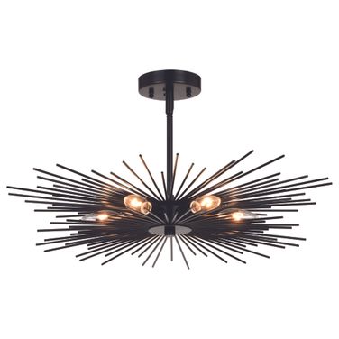 Nikko 24 Inch 6 Light Semi-Flush Mount In Matte Black