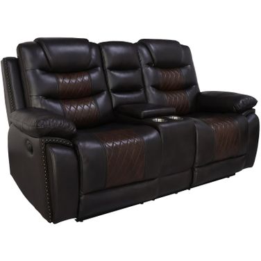 Nikko Console Loveseat with Dual Recliners In Brown
