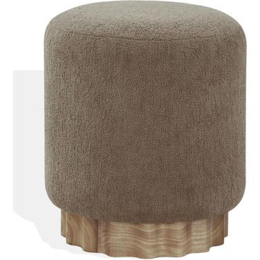 Nikolas Round Boucle Ottoman In Light Brown and Natural