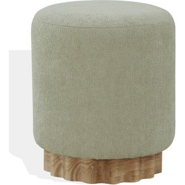 Nikolas Round Boucle Ottoman In Taupe and Natural