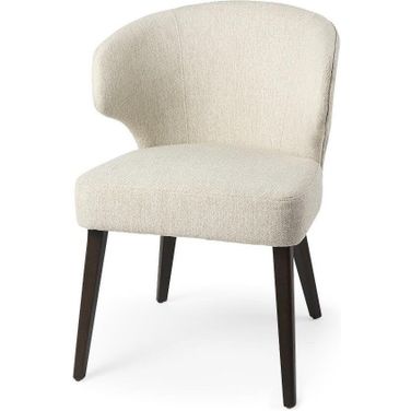 Niles Cream Fabric Seat With Dark Brown Wooden Legs Wingback Dining Chair