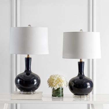 Nilla Navy and Clear Table Lamp Set of 2