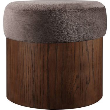 Nimes Velour Fur Fabric Ottoman and Stool In Brown