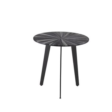 Nina 18.5 Inch Round Coffee Table with Tempered Glass Top In Gray